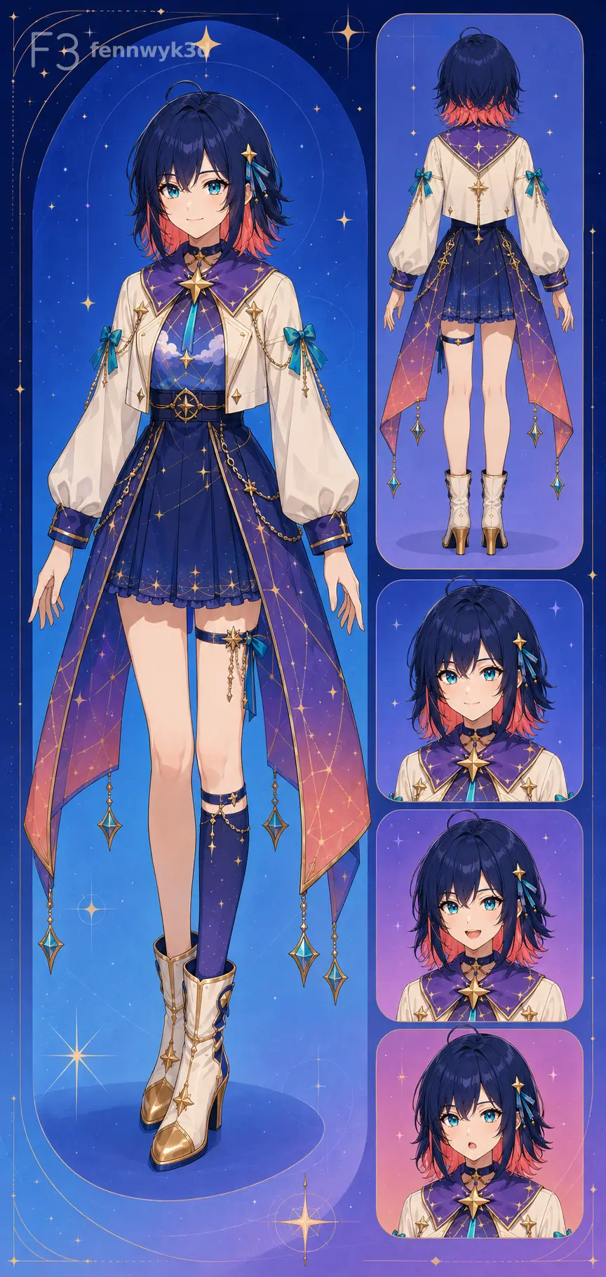 Full-body colorful sky magician VTuber model art